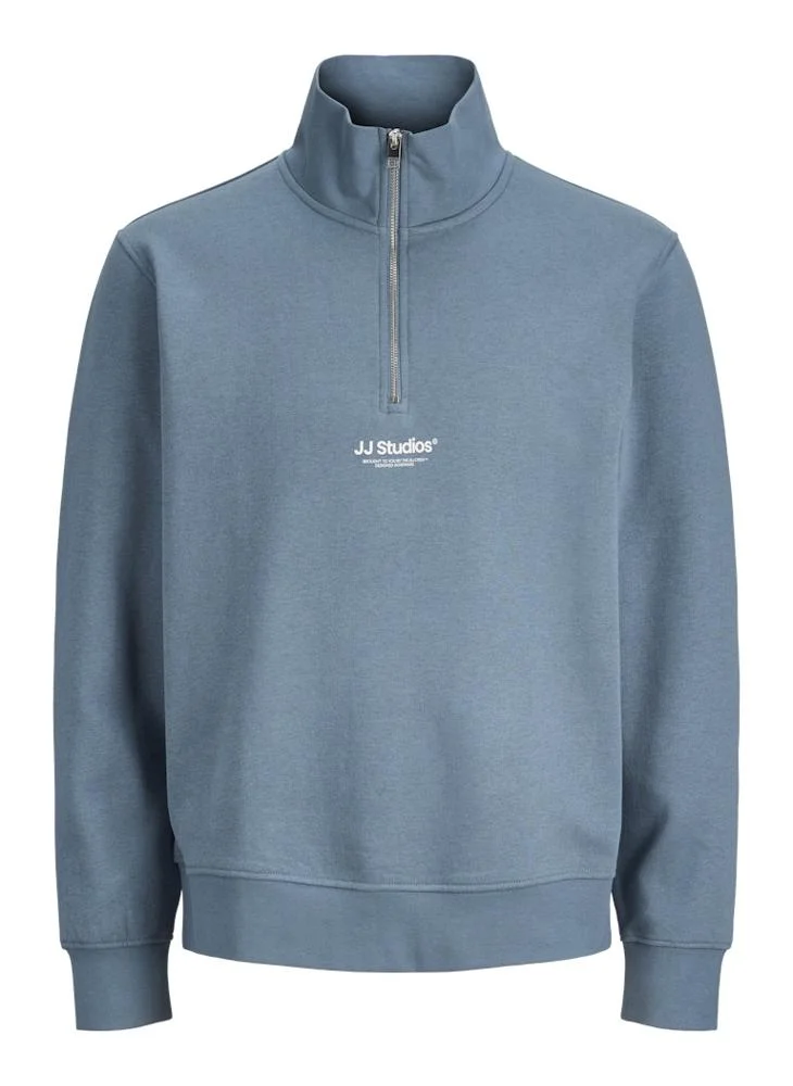 JACK & JONES Plus Size Logo half Zip High Neck Sweatshirt